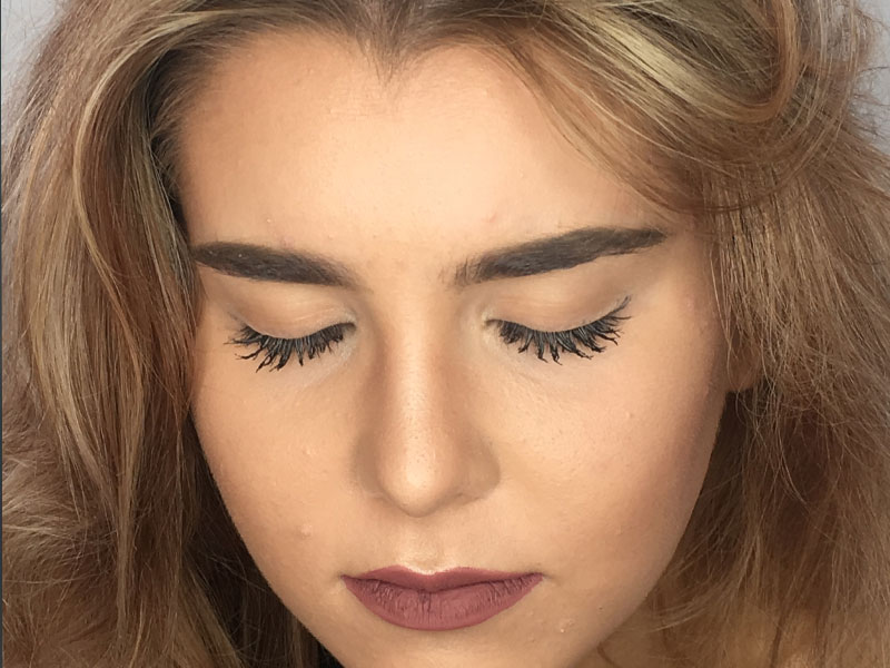 Dark makeup red lipstick York